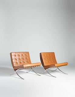 Ludwig Mies van der Rohe
(German-American, 1886-1969)
Pair of Barcelona Lounge Chairs, Knoll International, USA