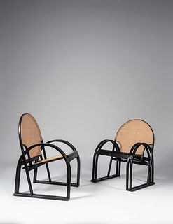 Postmodern
American, Late 20th Century
Pair of Lounge Chairs, Vermont Tubbs, USA