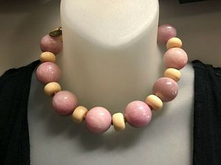 Masha Archer Choker Lilac colored Jade Beads and Cream colored Rondelles
