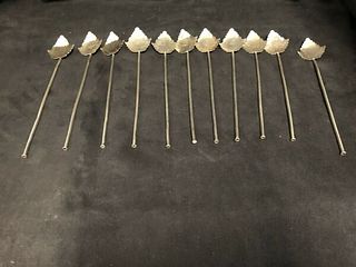 11 VINTAGE TAXCO MEXICO STERLING (925) MINT JULEP STRAWS-8"