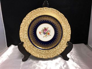 BEAUTIFUL SET OF 5 HAND PAINTED CRESCENT FINE PORCELAIN CABINET PLATES-ENGLAND
