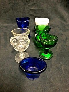 GROUP OF 7 COLLECTIBLE GLASS EYE WASH CUPS