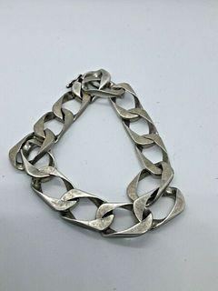 Vintage Sterling Brushed Silver Chain Link Bracelet
