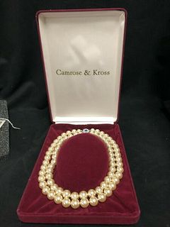 CAMROSE AND KROSS FASHION JEWELERY DOUBLE STRAND COLLAR FAUX PEARL NECKLACE