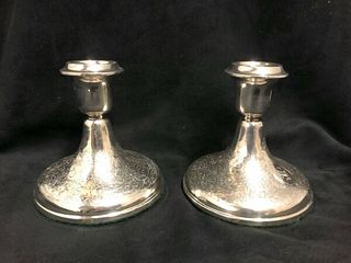 Pair of English Sterling Silver Candle Sticks Birmingham C.1936 5" Inches H