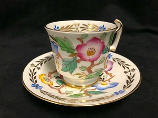 Royal Chelsea England small colorful cup and saucer.