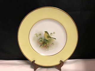 ROYAL WORCESTER PORCELAIN CABINET PLATE WITH THRUSH BIRD SIGNED E. TOWNSEND