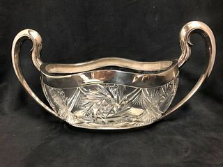 Sterling Silver and Crystal Basket/Bowl signed F. Lastretti