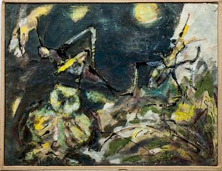 Fumi Komatsu (b. 1930): Untitled (Abstract with Grasshoppers)