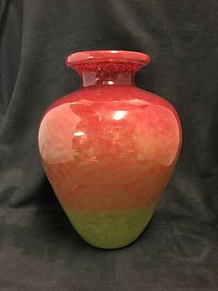 Large mottled burgundy and green Vase Probably Ikora 13"