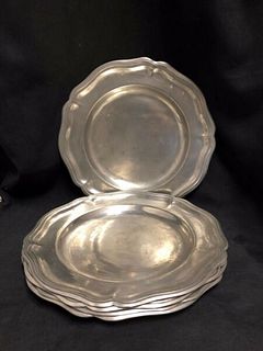  5 BEAUTIFUL ANTIQUE PEWTER PLATES  11.5"