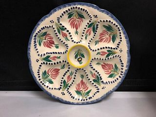 HB QUIMPER FRENCH FAIENCE OYSTER PLATE