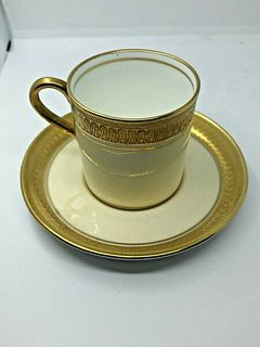 Antique Aynsley England Gold and cream porcelain demitasse and saucer