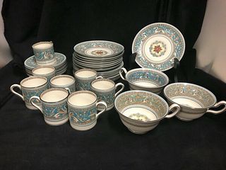 Set of Wedgwood Florentine 8 demi tasse and 8 cups and saucers-8 dessert plates