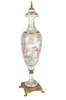 A FRENCH SEVRES STYLE ORMOLU-MOUNTED PORCELAIN VASE, LATE 19TH CENTURY