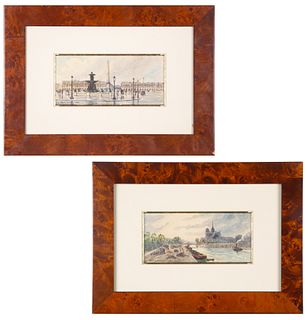 A PAIR OF WATERCOLOR DRAWINGS DEPICTING PARIS BY FRANK MYERS BOGGS (AMERICAN-FRENCH 1855-1926)