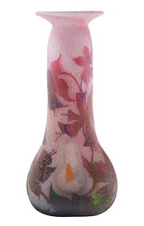AN UNUSUAL DAUM NANCY 'LILY' VITRIFIED CAMEO GLASS VASE, NANCY, CIRCA 1910