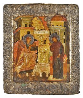 A RUSSIAN ICON OF THE ANNUNCIATION, 17TH CENTURY