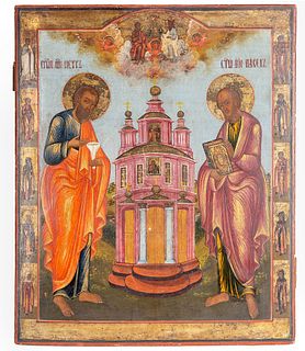A RUSSIAN ICON OF APOSTLES PETER AND PAUL, 19TH CENTURY