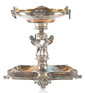 A GERMAN SILVER SERVING TRAY, LATE 19TH CENTURY