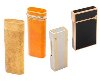 A GROUP OF FOUR LUXURY LIGHTERS BY CARTIER, S.T. DUPONT AND DUNHILL, PARIS AND LONDON
