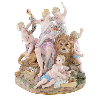 A GERMAN PORCELAIN FIGURAL GROUP OF CYBELE, MEISSEN, DRESDEN, LATE 19TH CENTURY