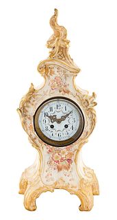 A FRENCH MANTLE CLOCK WITH SOFT-PASTE PORCELAIN BODY, JAPY FRERES & CIE, LATE 19TH CENTURY