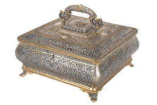 A CAIROWARE STYLE SILVER-INLAID BOX, LATE 19TH CENTURY