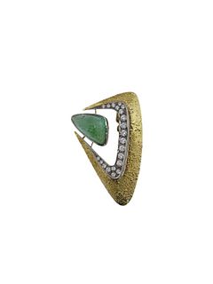 D.Anderson Emerald And Diamond Brooch