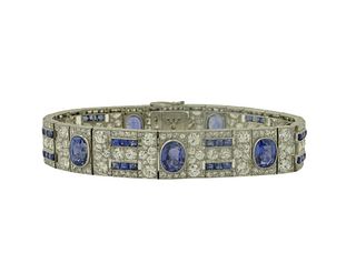 Art Deco Platinum Sapphire And Diamond Bracelet