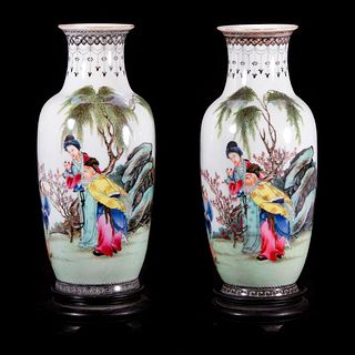 Two Chinese Republic vases with stands.