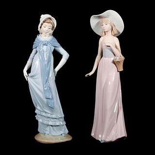 Two Lladro porcelain maidens.