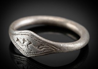 Greek Archaic Silver Ring w/ Deer - 3.8 g