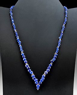 Roman Glass Bead Necklace - Cobalt Blue Hues