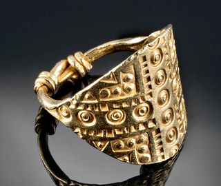 Viking 23K+ Gold Ring Extensive Decoration