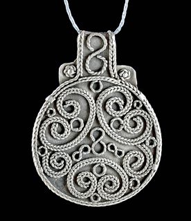 Viking Silver Bracteate Pendant w/ Granules & Filigree