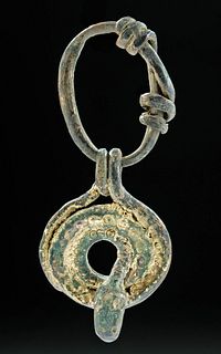 8th C. Viking Gilded Bronze Coiled Snake Pendant