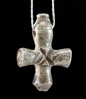 Byzantine Steatite Cross w/ Incised Motifs