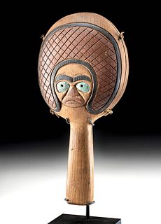 20th C. Pacific Northwest Wood Rattle - Face