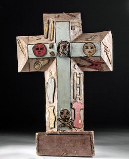 19th C. New Mexican Wood Cross - Instruments of Passion