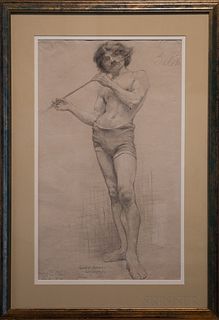 Edith Ella Baldwin (American, b. 1870)      Life Class Figure of a Man with a Flute