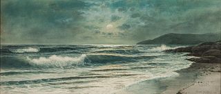 George Howell Gay (American, 1858-1931)      Coast in Moonlight.