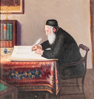 Jacob Binder (American, 1887-1984)      Rabbi Scribe with a Quill Pen