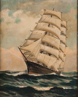 American School, 20th Century      Three Ship Paintings.