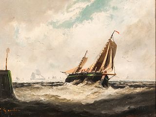 George Stainton (British, 1838-1900)      Vessels Off the Coast.
