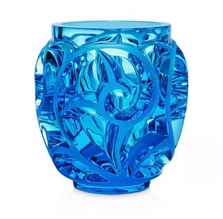 Lalique Pale Blue Tourbillon Vase