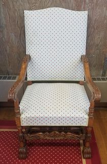 Walnut Upholstered High-back Armchair