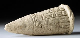 Sumerian Pottery Cuneiform Foundation Cone