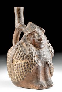 Chimu Pottery Figural Phallic Figural Stirrup Vessel