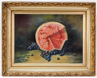 Fall River School Watermelon Grapes O/B Painting